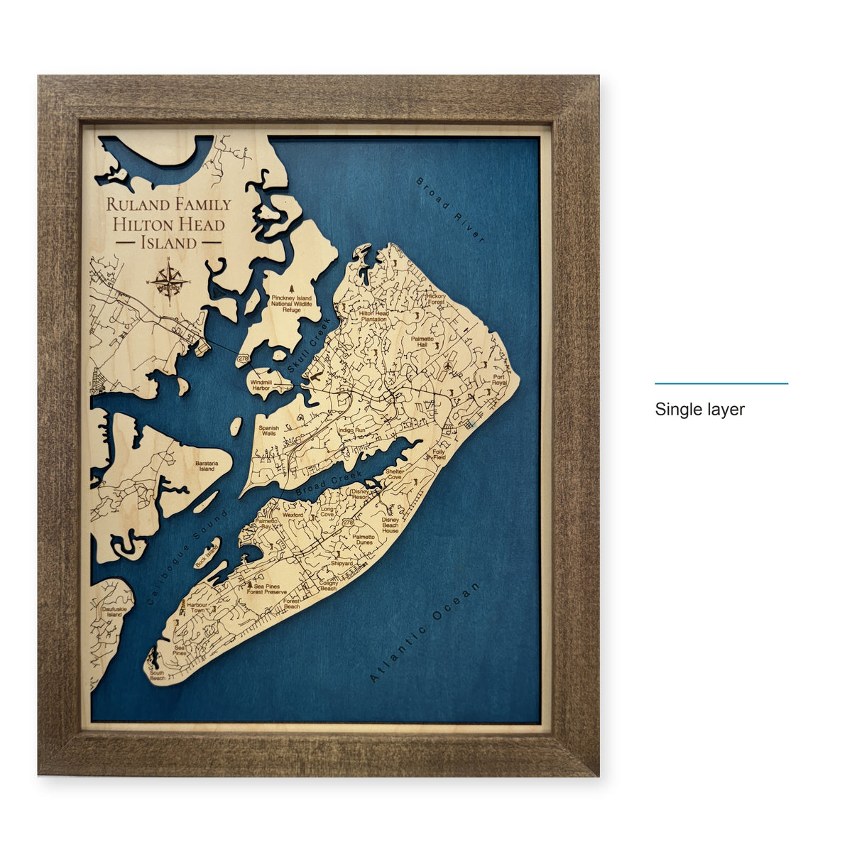 Hilton Head Ruland wood map — single layer, layer option shown