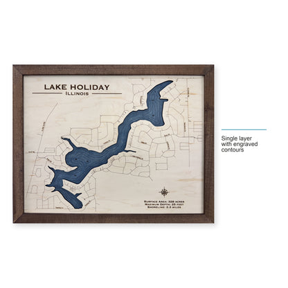 Holiday Blaskey wood map — single layer with engraved contours, layer option shown