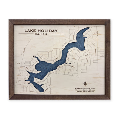 Holiday Blaskey wood map — single layer with engraved contours, white background