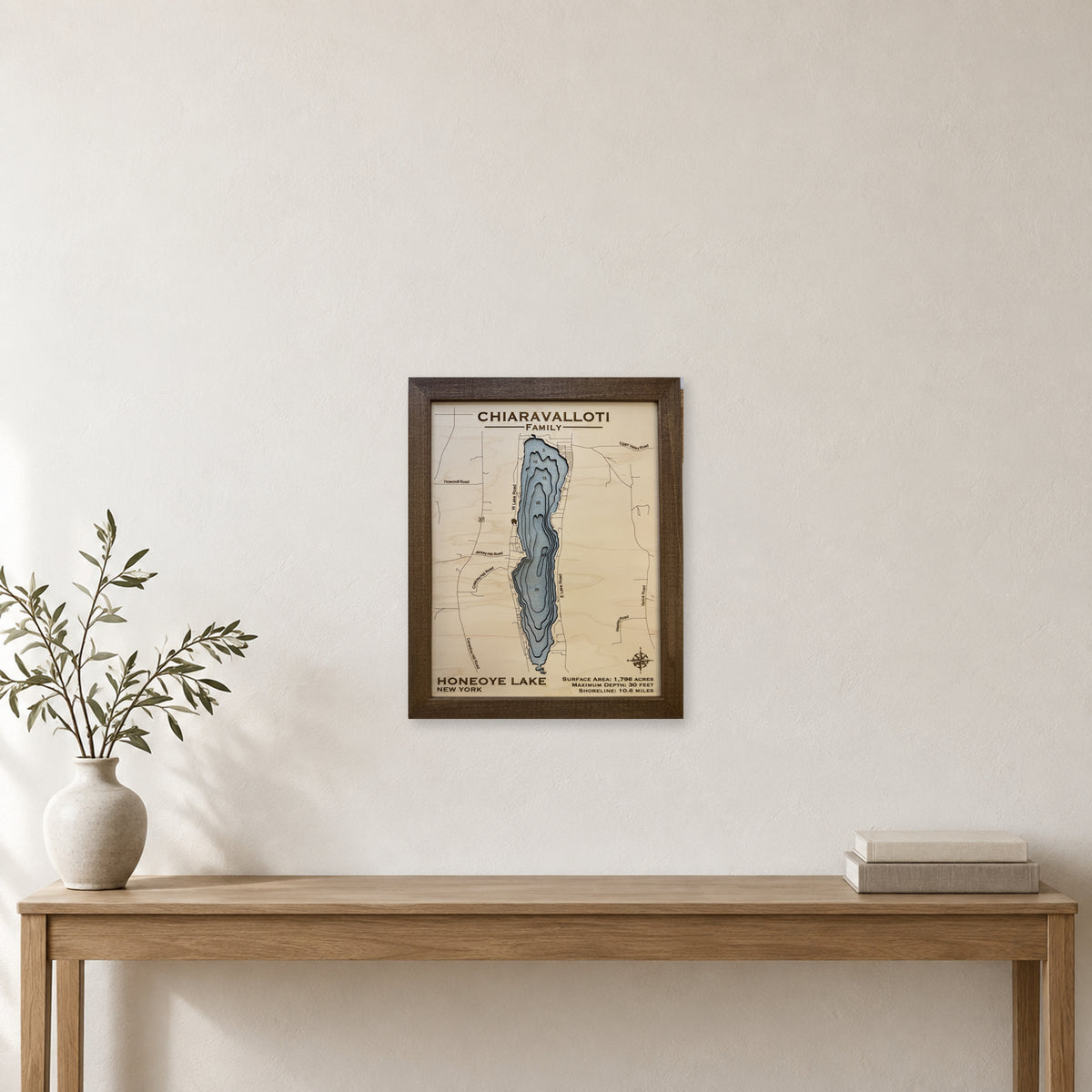 Honeoye Chiaravalloti wood map — multilayer, staged room mockup