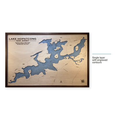 Hopatcong Rockett wood map — single layer with engraved contours, layer option shown