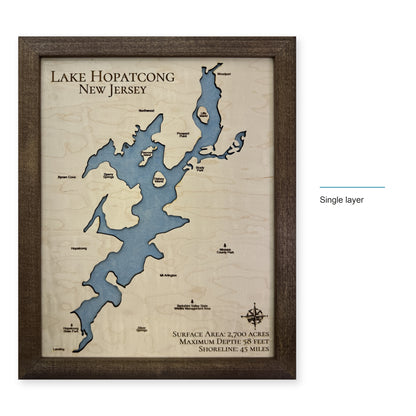 Hopatcong Walnut Single wood map — single layer, layer option shown