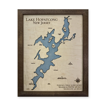 Hopatcong Walnut Single wood map — single layer, white background