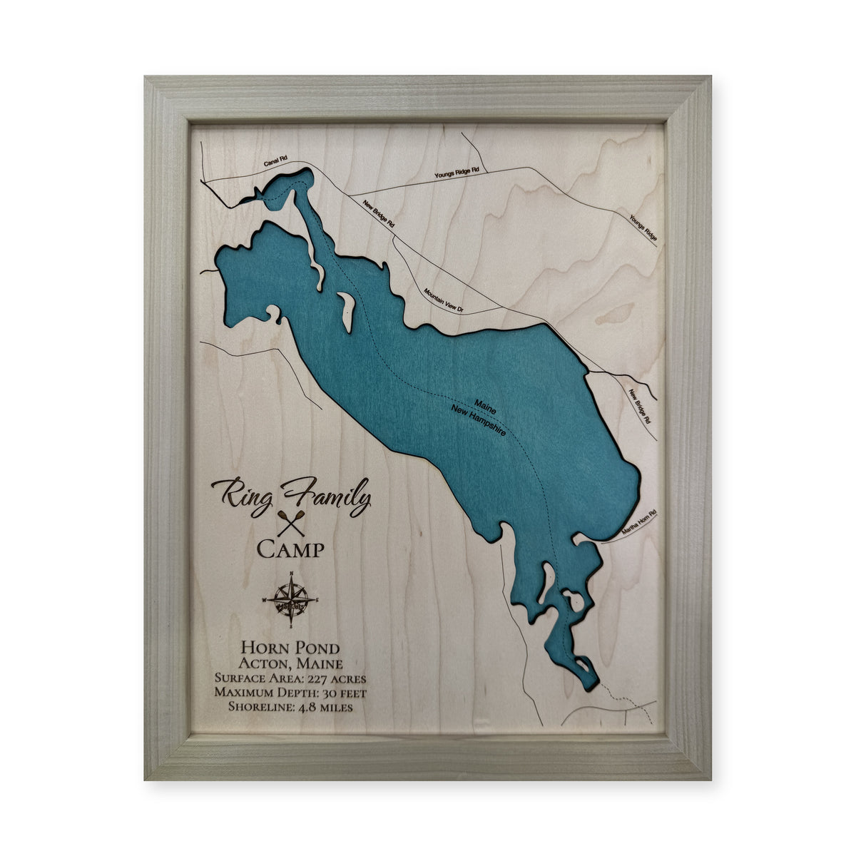 Horn Pond Ring wood map — single layer, white background