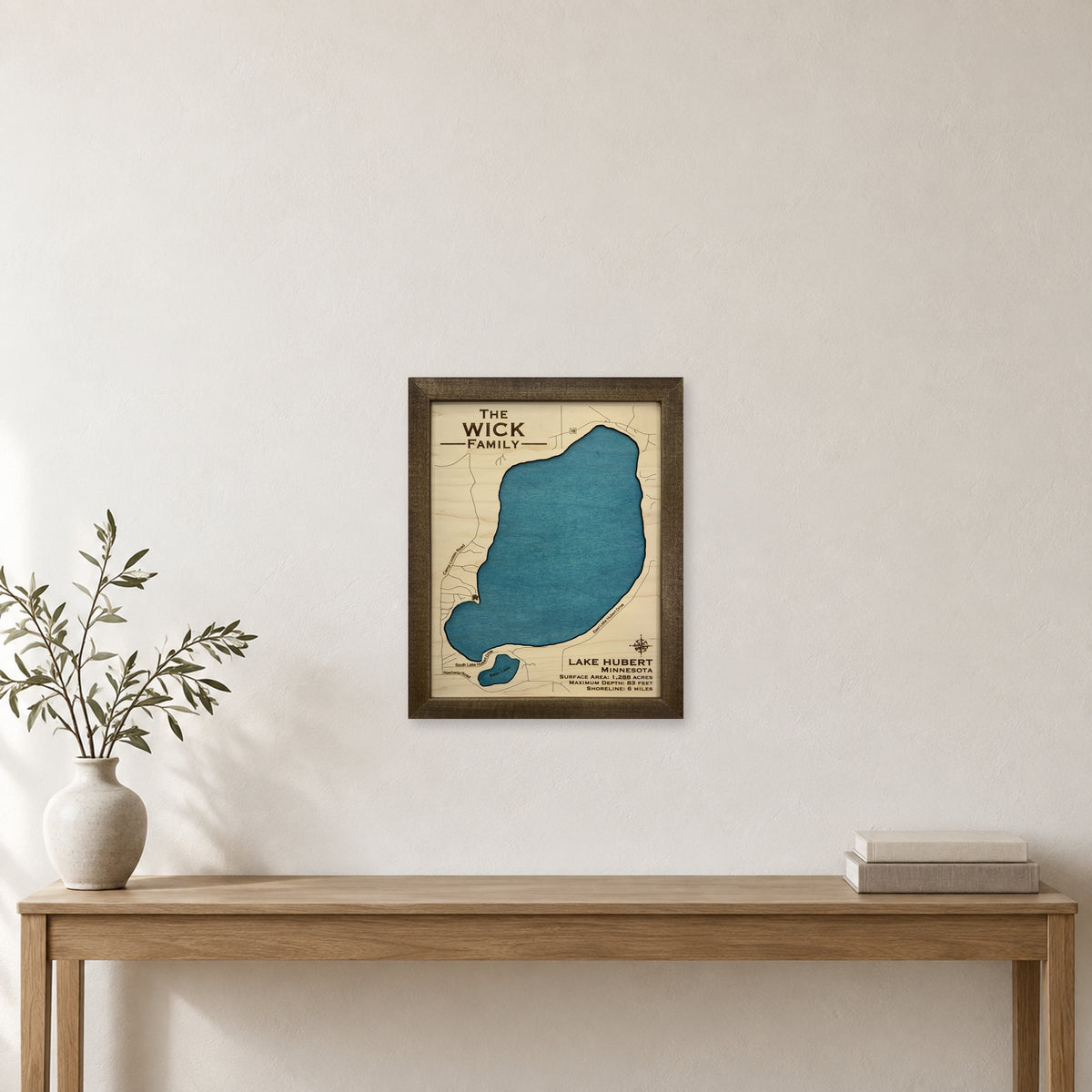 Hubert Wick wood map — single layer, staged room mockup