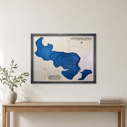Hulls Lindeman wood map — multilayer, staged room mockup