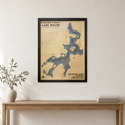 Jackfish Ferster wood map — multilayer, staged room mockup
