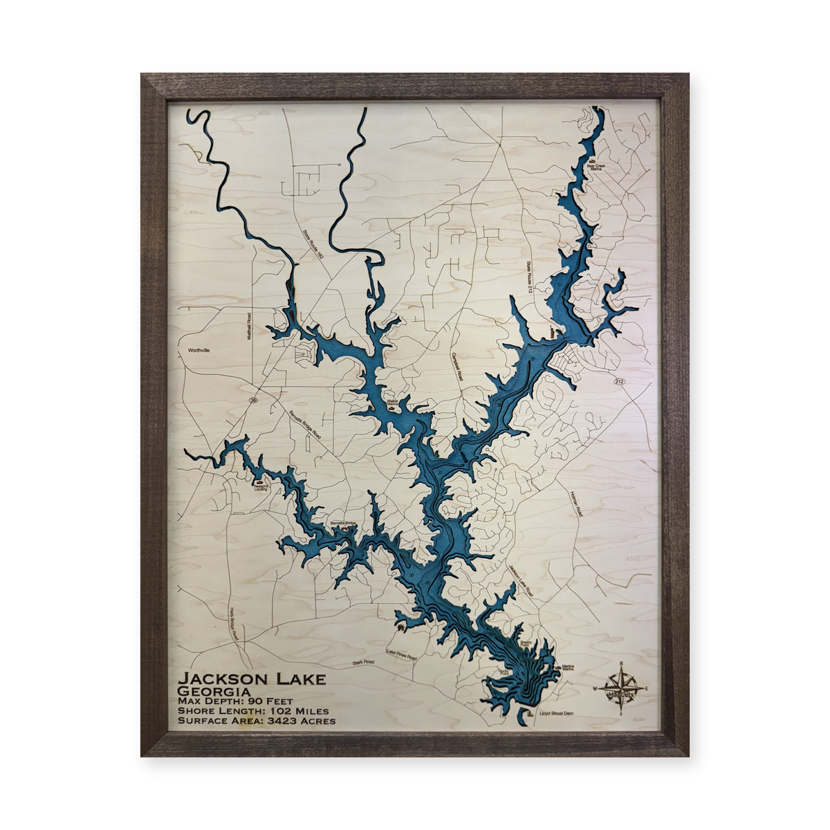 Jackson Georgia Multi wood map — multilayer, white background