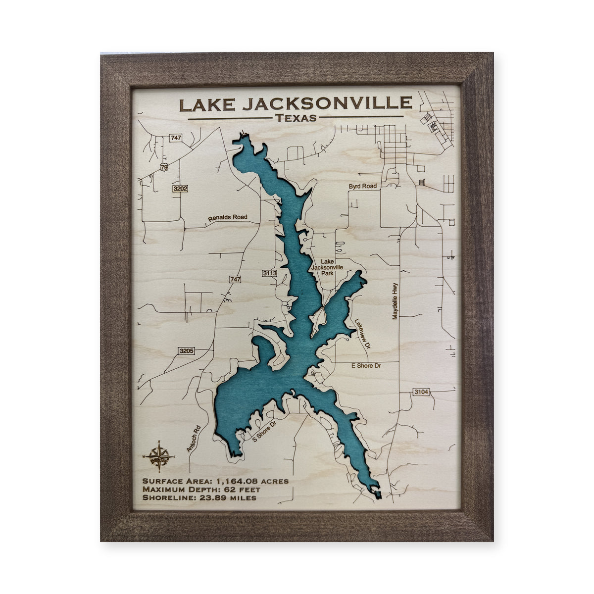 Jacksonville Lake wood map — single layer, white background