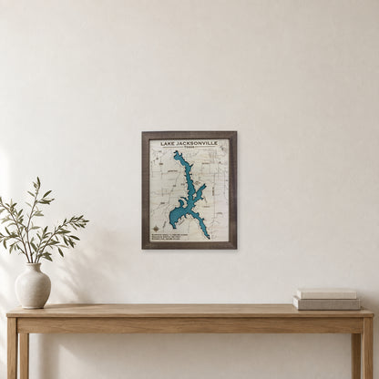 Jacksonville Lake wood map — single layer, staged room mockup