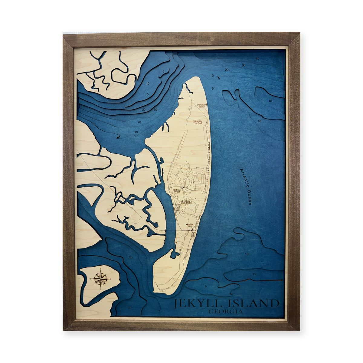 Jekyll Walnut wood map — multilayer, white background