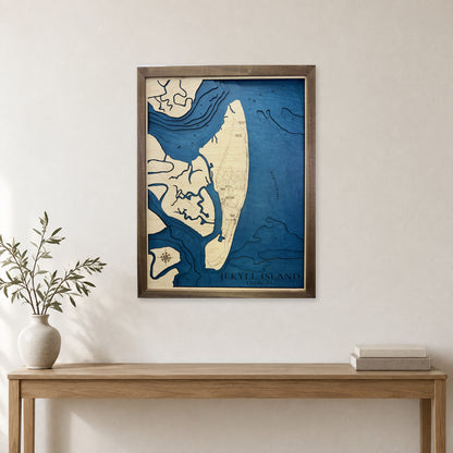 Jekyll Walnut wood map — multilayer, staged room mockup