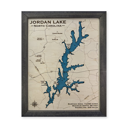 Jordan Engraved wood map — single layer with engraved contours, white background