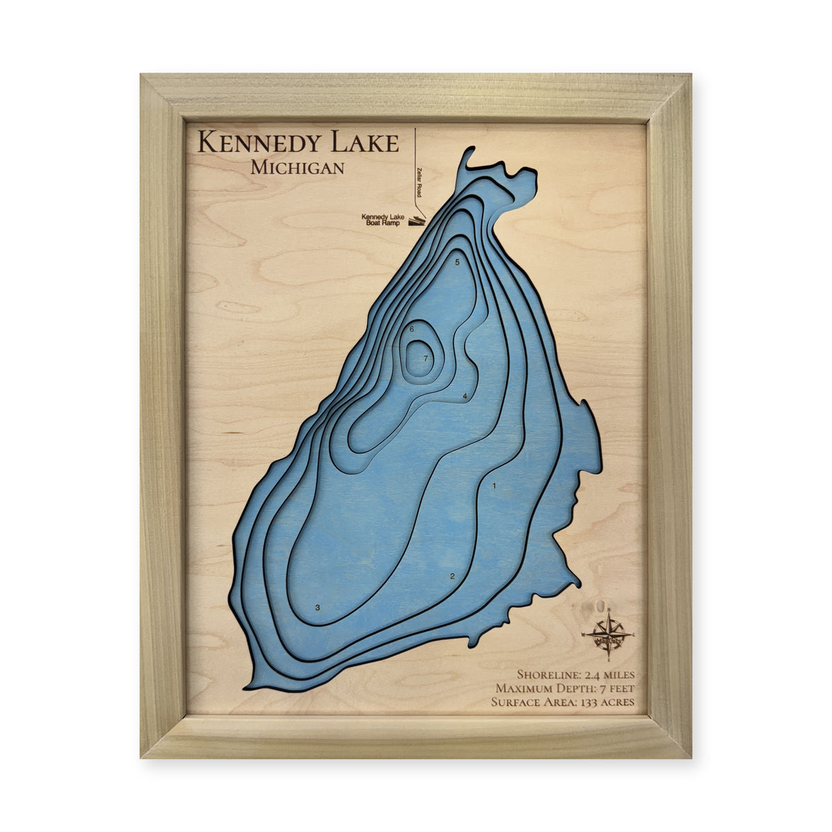 Kennedy Natural wood map — multilayer, white background