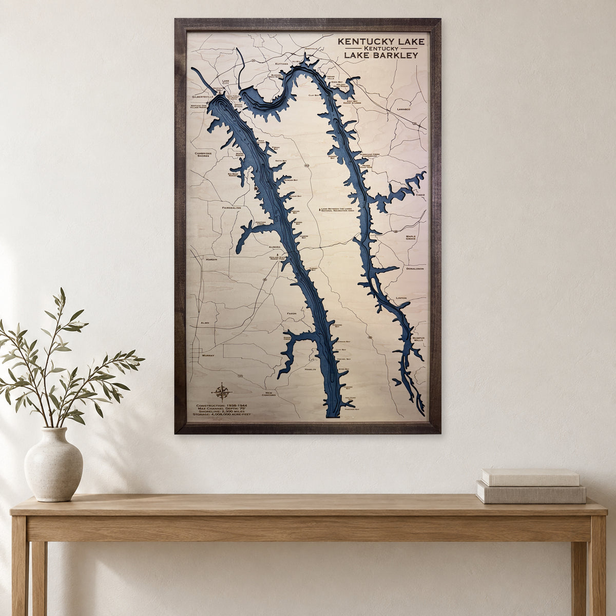Kentucky Barkley Walnut Multi wood map — multilayer, staged room mockup