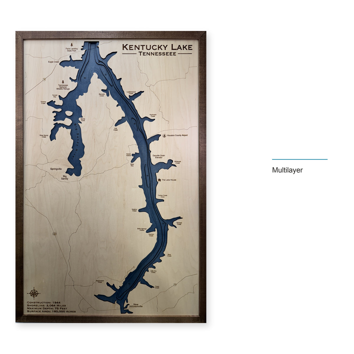 Kentucky Walnut Multi wood map — multilayer, layer option shown