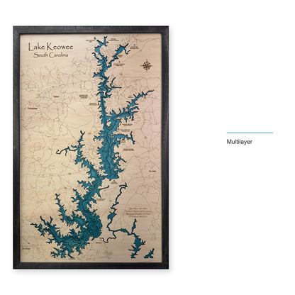 Keowee Charcoal Multi wood map — multilayer, layer option shown