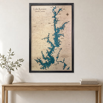Keowee Charcoal Multi wood map — multilayer, staged room mockup
