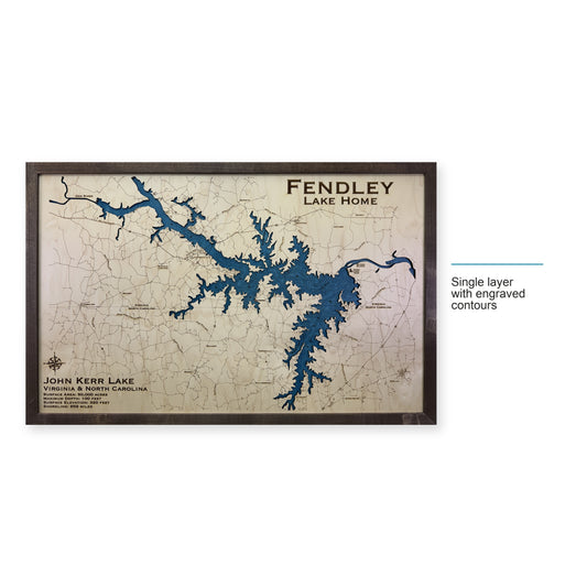 Kerr Fendley wood map — single layer with engraved contours, layer option shown