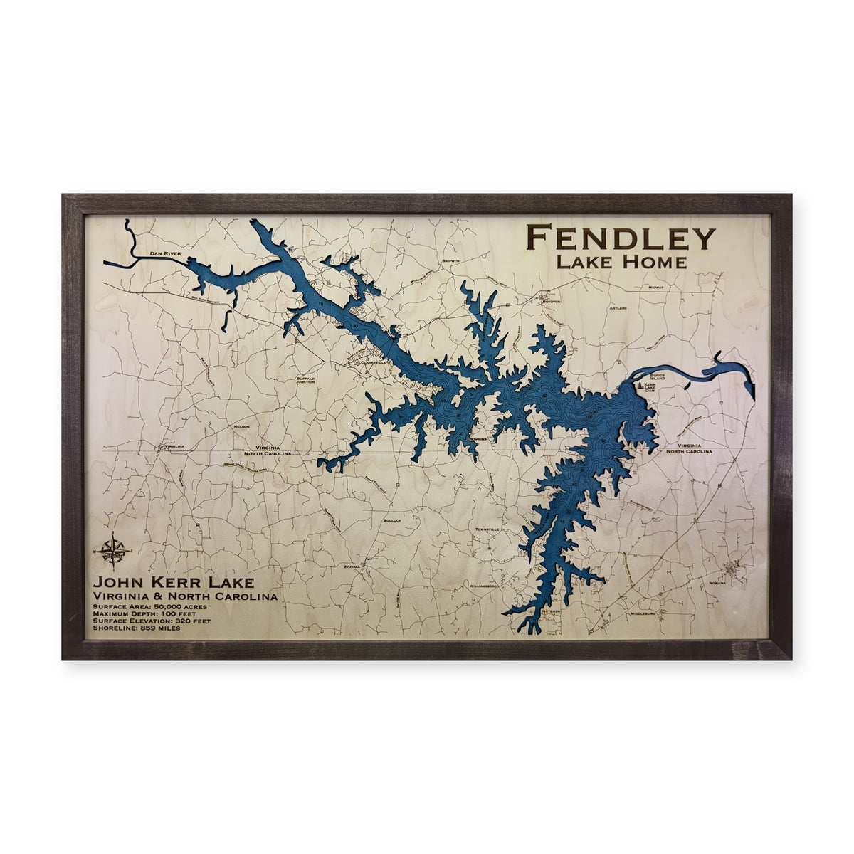 Kerr Fendley wood map — single layer with engraved contours, white background