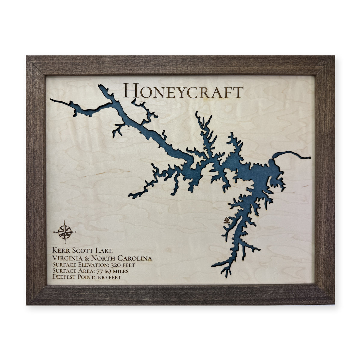 Kerr Scott Honeycraft wood map — single layer, white background