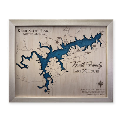 Kerr Scott Kruth wood map — single layer with engraved contours, white background