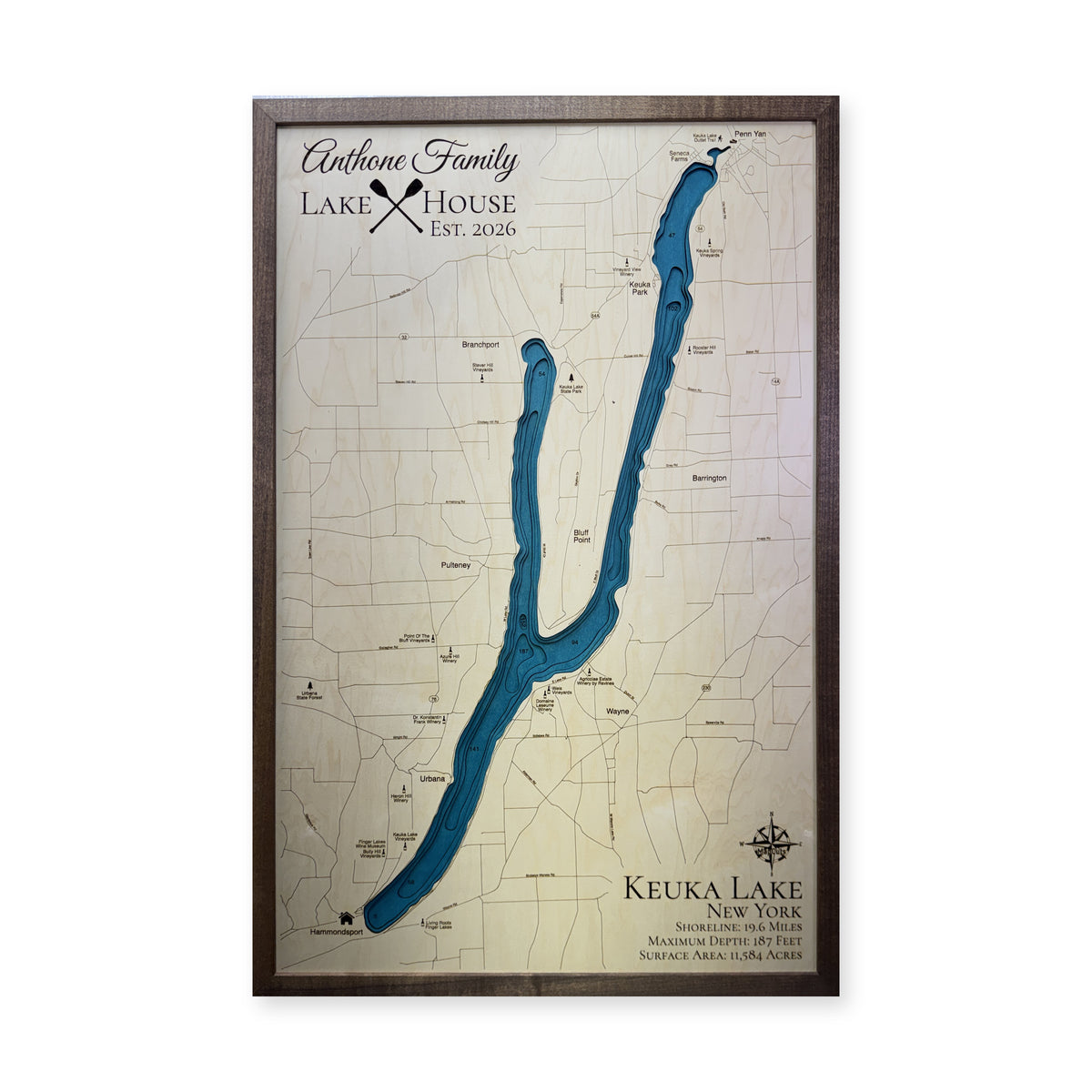 Keuka Anthone wood map — multilayer, white background
