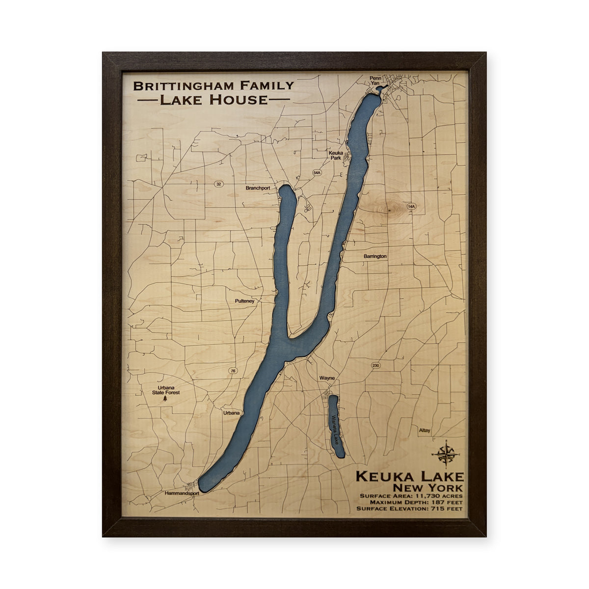 Keuka Brittingham wood map — single layer, white background