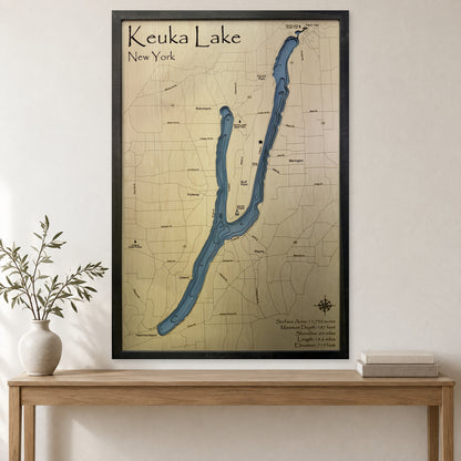 Keuka Charcoal Multi wood map — multilayer, staged room mockup