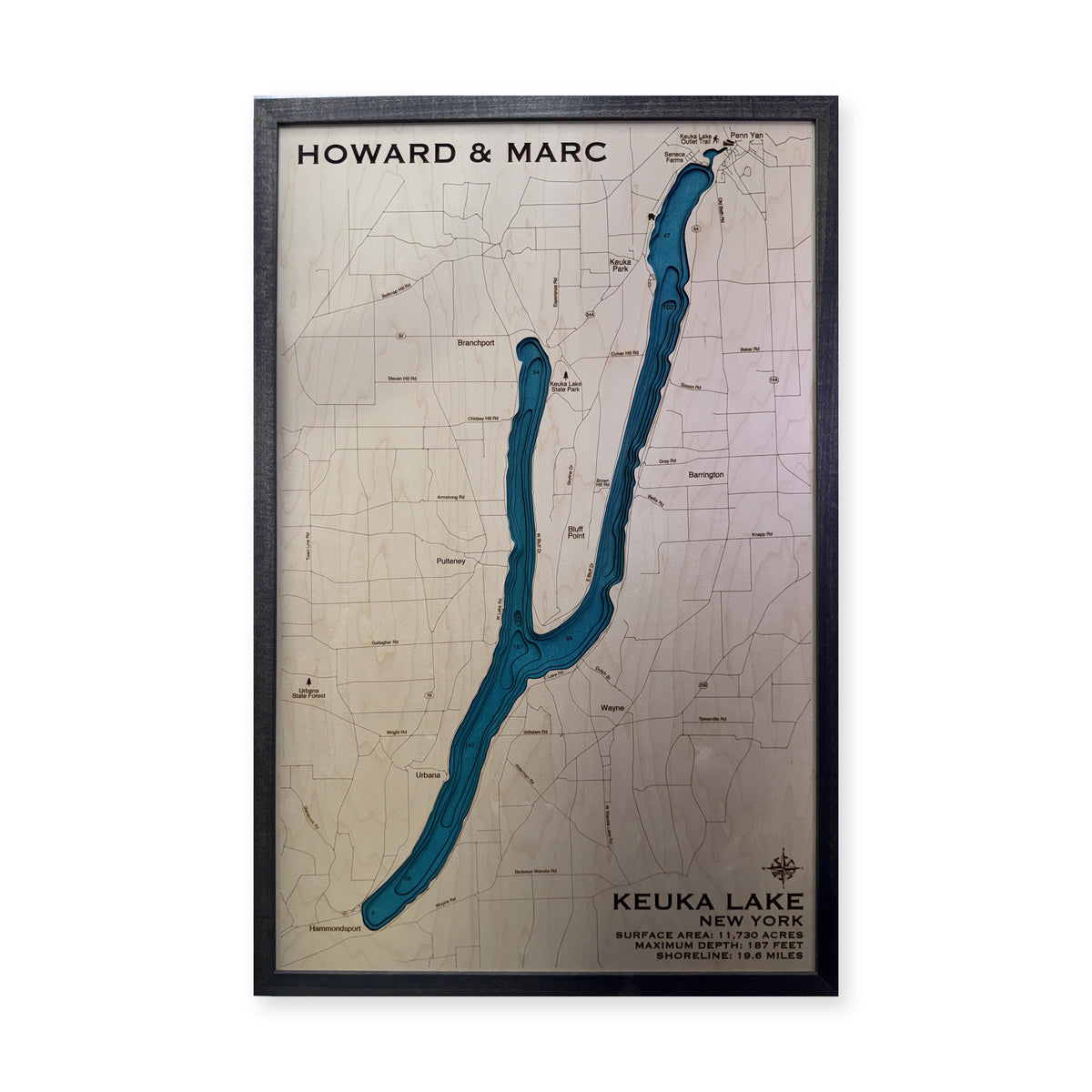 Keuka Howard Marc wood map — multilayer, white background