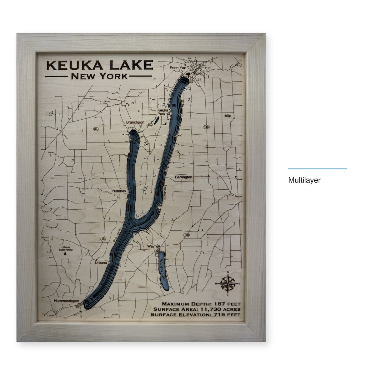 Keuka Natural wood map — multilayer, layer option shown