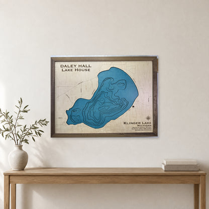 Klinger Daley Hall wood map — multilayer, staged room mockup