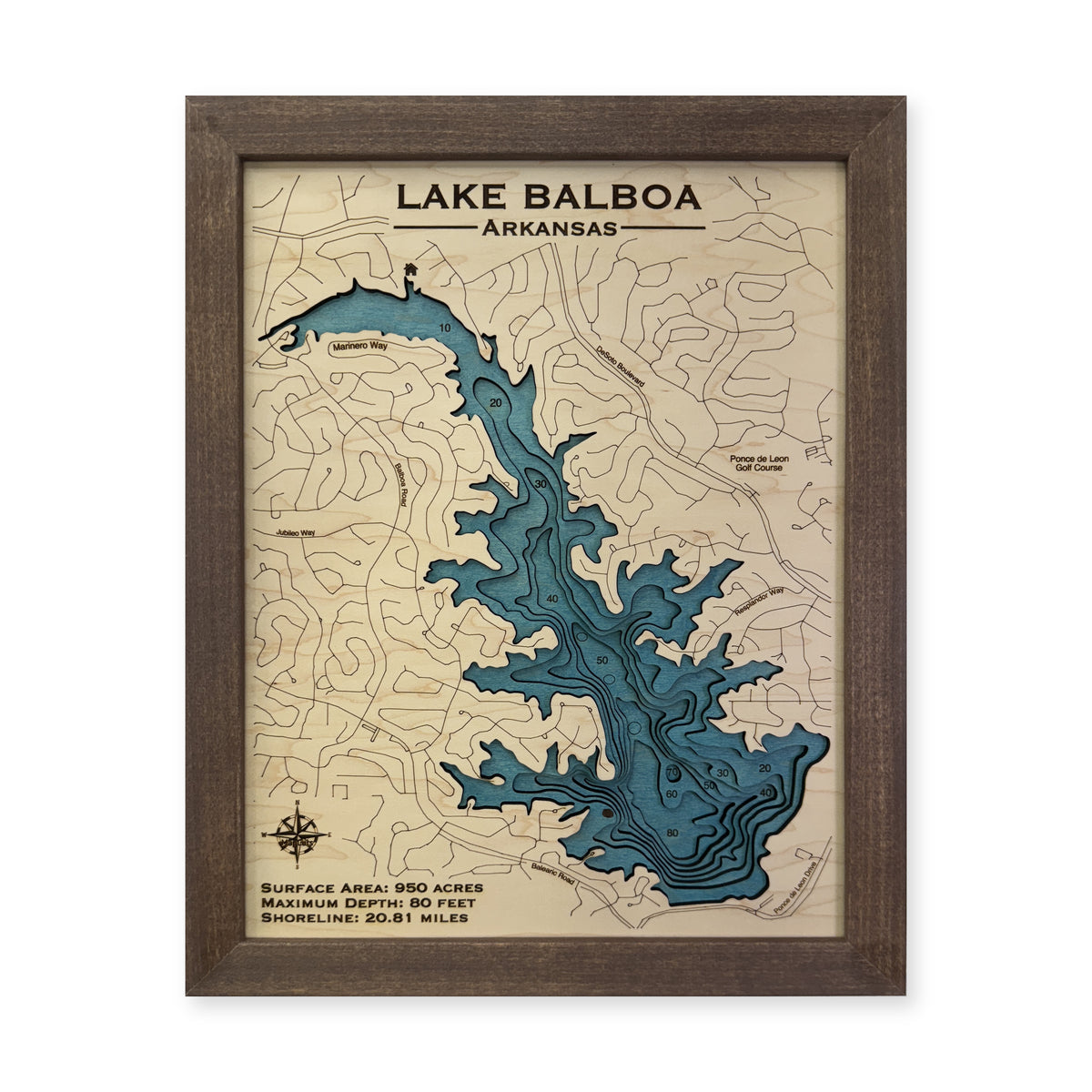 Lake Balboa wood map — multilayer, white background