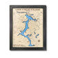 Framed single water layer map of Lake Coeur d'Alene, Idaho with a black frame.