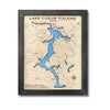 Framed single water layer map of Lake Coeur d'Alene, Idaho with a black frame.