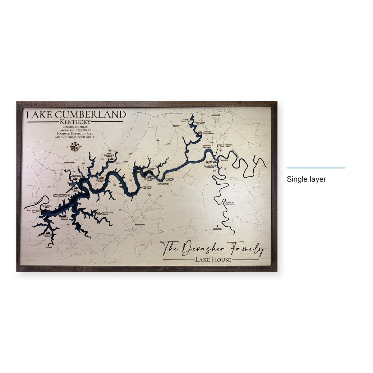 Lake Cumberland wood map — single layer, layer option shown