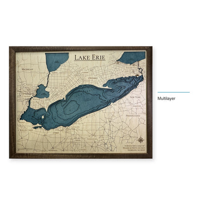 Lake Erie Walnut Multi wood map — multilayer, layer option shown