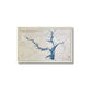 Lake Hartwell multi water layer map with blue water stain and a natural colored frame. 