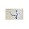 Lake Hartwell multi water layer map with blue water stain and a natural colored frame. 