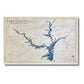 Lake Hartwell multilayer map with blue water stain and a natural colored frame. 