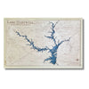Lake Hartwell multilayer map with blue water stain and a natural colored frame. 