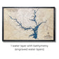Custom ma of Lake Hartwell with engraved water layers and a black frame. 