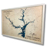 Sideview of a Lake Hartwell map with personalized text. 