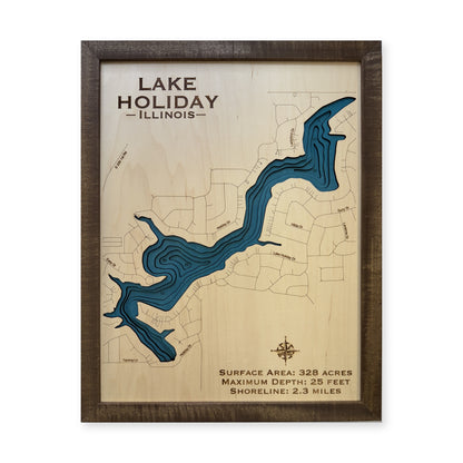 Lake Holiday wood map — multilayer, white background