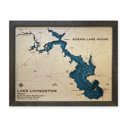 Lake Livingston Koenig wood map — multilayer, white background