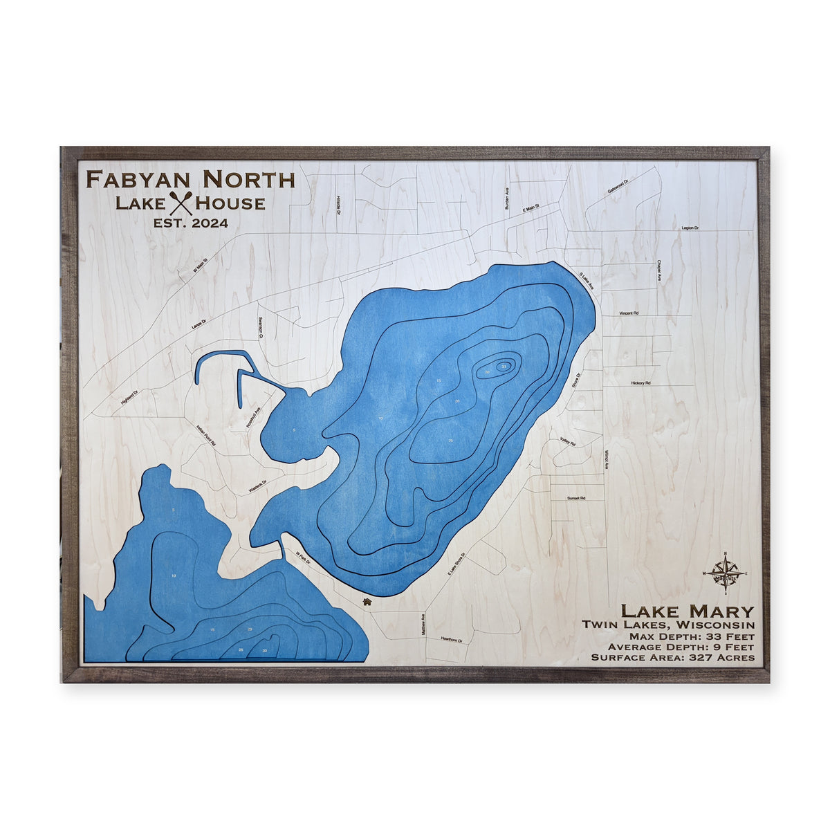 Lake Mary Fabyan wood map — multilayer, white background