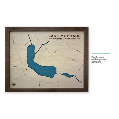Lake Mcphaul wood map — single layer with engraved contours, layer option shown