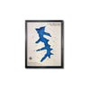 Multilayer wooden map of Mohawk Lake, Ohio with black frame. 