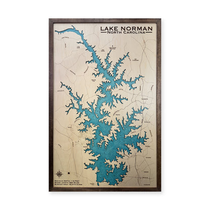 Lake Norman wood map — single layer, white background