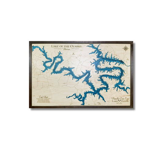 Lake of the Ozarks multilayer wooden map.